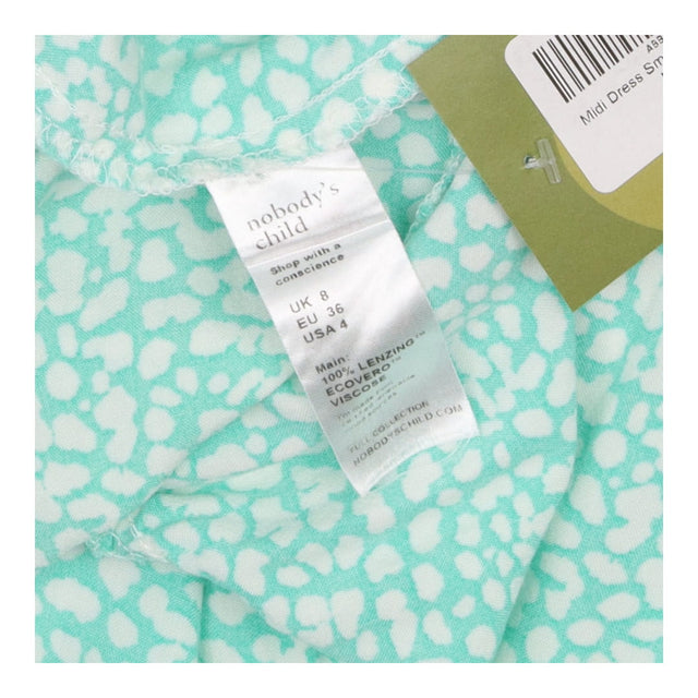 Midi Dress Smocked Puff Sleeve Mint Green Printed