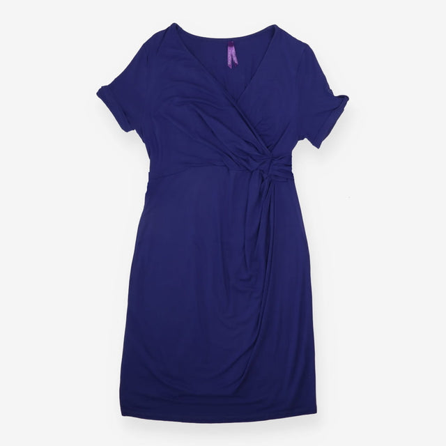 Maternity Dress Blue Wrap Front Tie Waist