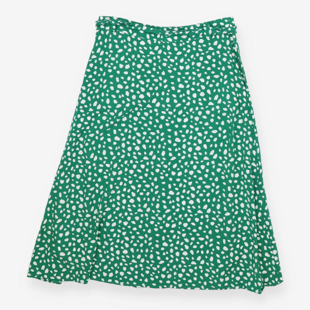 Skirt Green White Spot Button Front, Midi