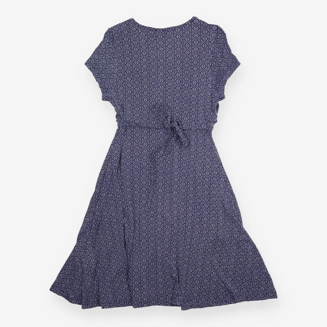 Dress Navy Blue Patterned Short Sleeve