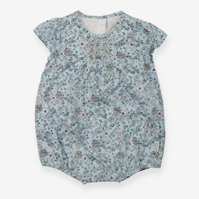 Green floral bubble romper