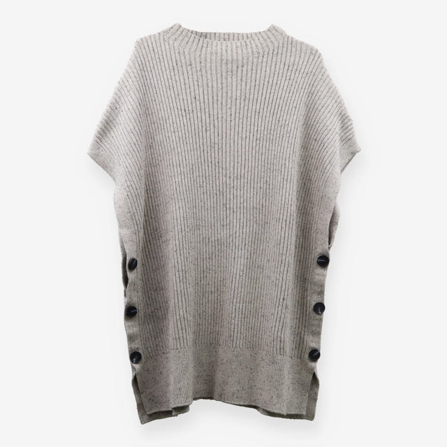 Seraphine Grey Ribbed Knit Maternity Poncho with B