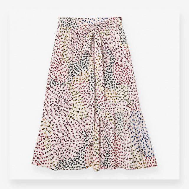 Leopard Spot Wrap Midi Skirt Multicoloured Print