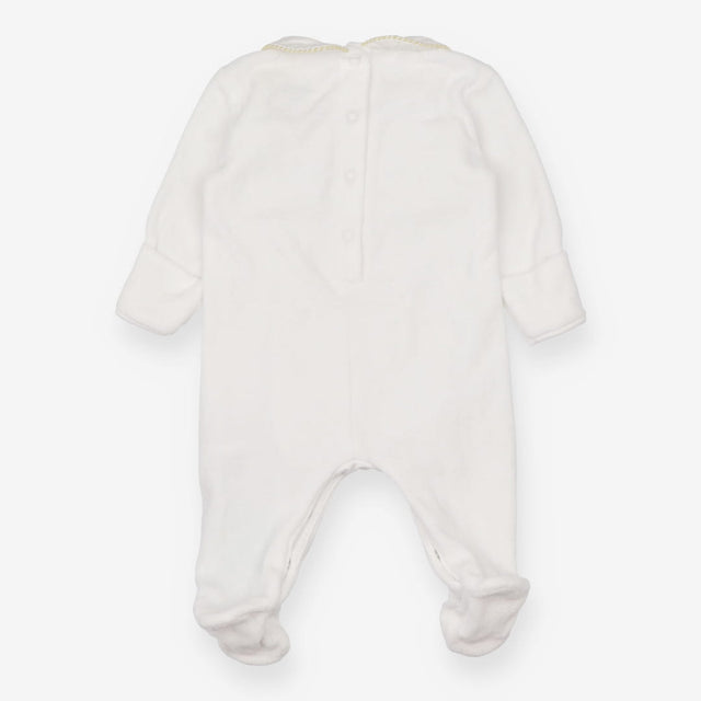 Sleepsuit white velour smock elephant & friends