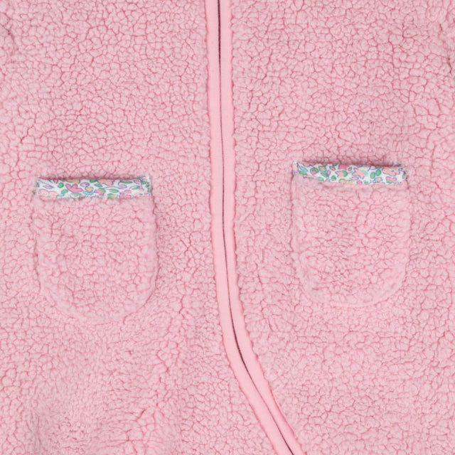 Pink Fleece Pramsuit Floral Lined with Mittens