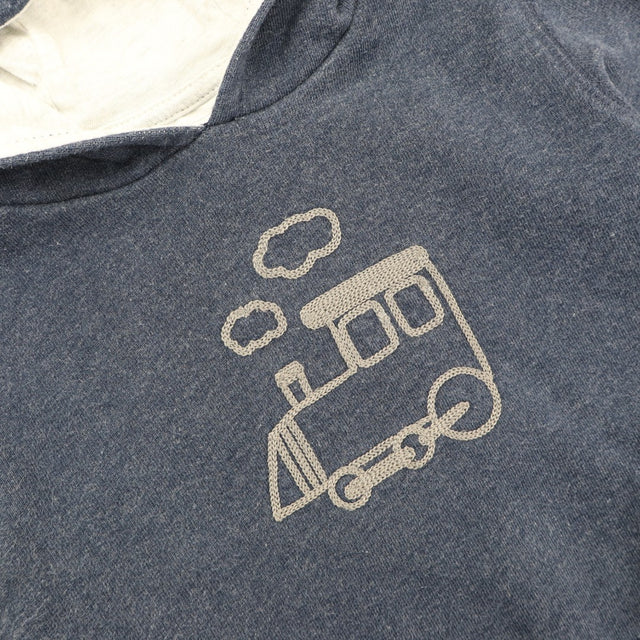 Navy jersey hoodie train