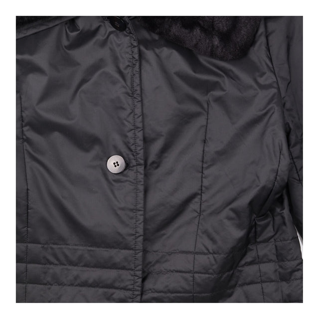 Coat Black Longline Hooded Quilted Lightweight