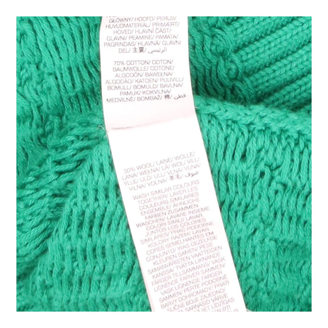 Cable Crew Sweater Green with Ribbed Collar