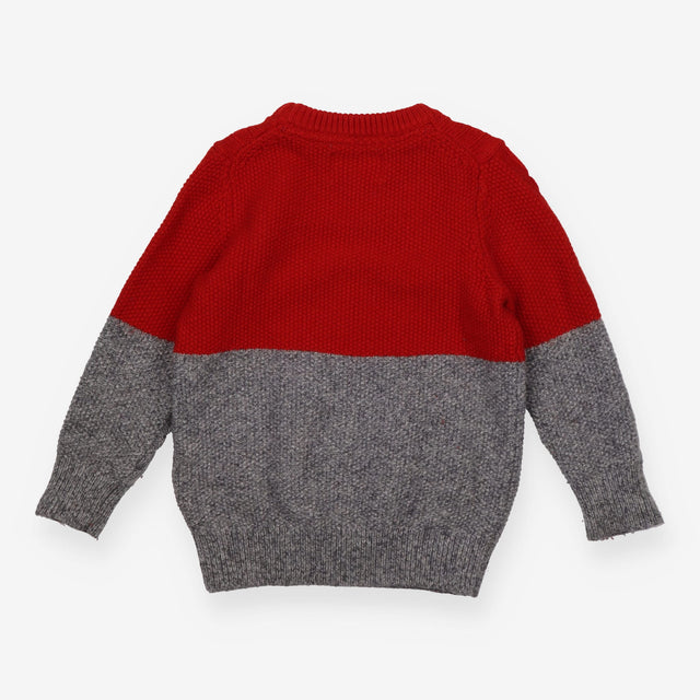 Sweater Cable Knit Red and Grey