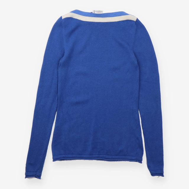 Blue 90% Wool 10% Cashmere Long Sleeve Boat Neck J