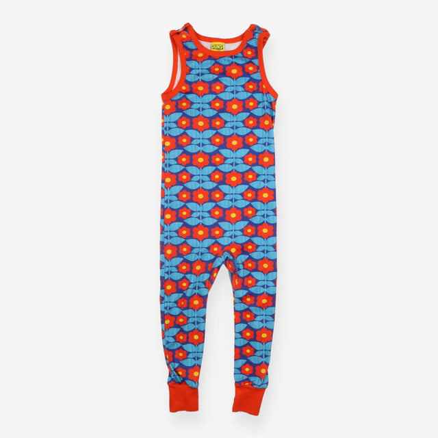 Dungarees Jersey Blue with Red Flowers