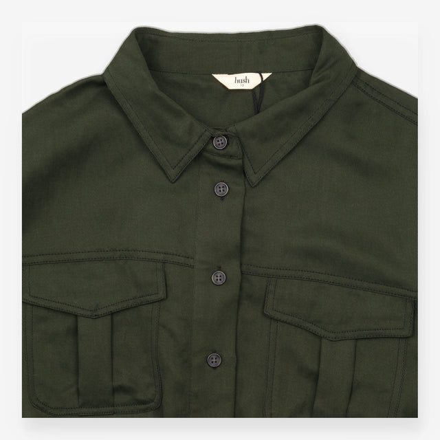Dress Maia Mini Utility Dark Green High Neck Long