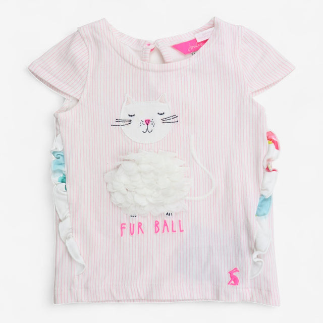 T-shirt with frilly cat applique