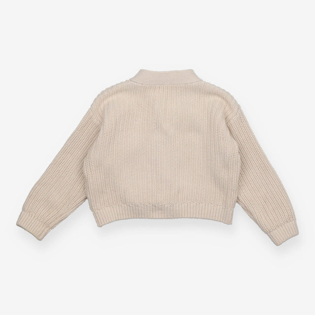 Cardigan Knit Cream with Blue Flower Applique