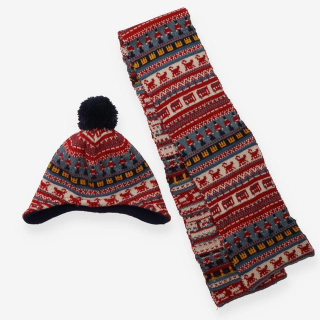 Knitted Pompom Hat Fleece Lined and Scarf London T