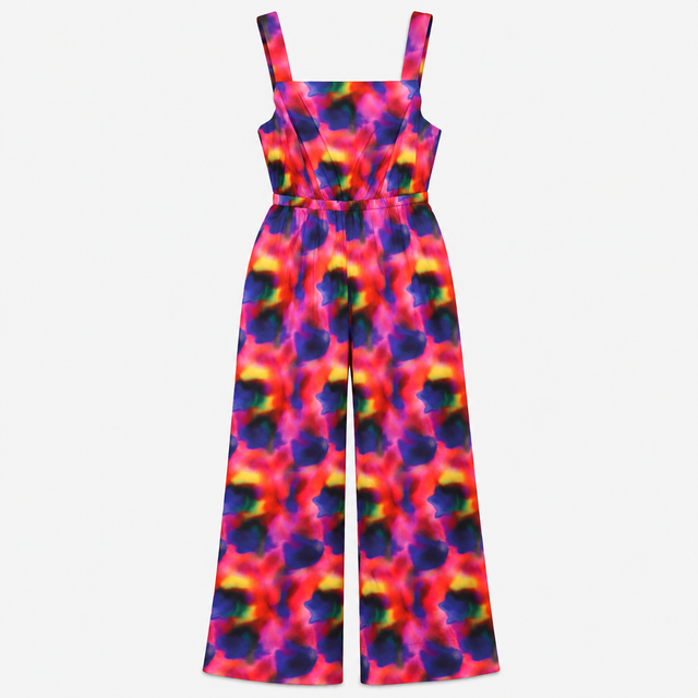 Jumpsuit Abstract Print Wide Leg Cotton