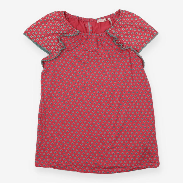 T-Shirt Pink Daisies with Pom Pom Frill