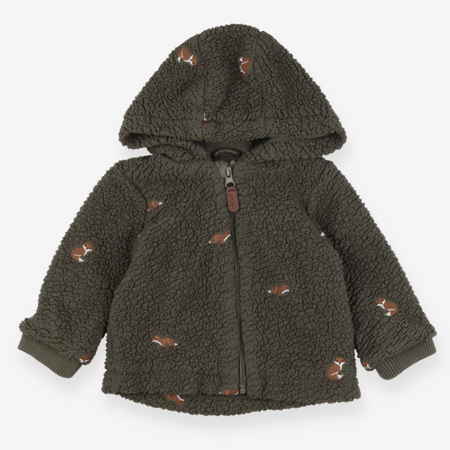 Pile Jacket Green with Foxes
