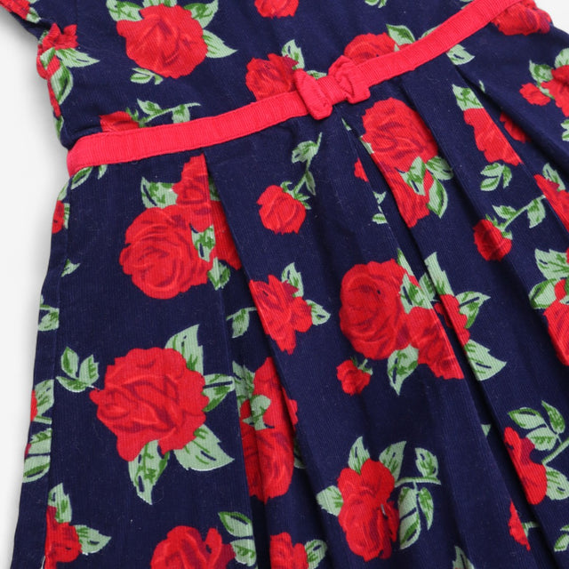 Dress short sleeves navy with roses