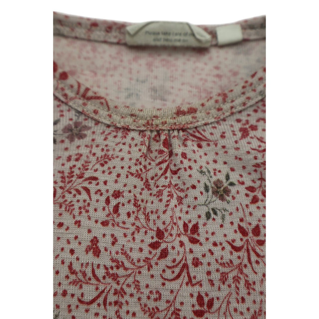 Red floral patterned long sleeve body suit