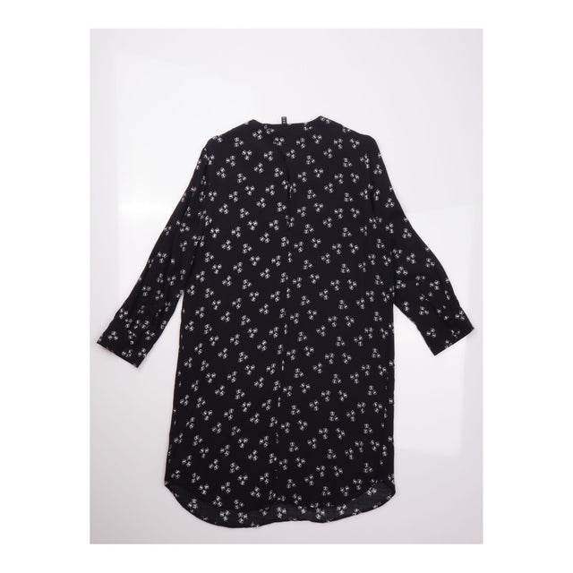 Black White Butterfly Print Long Sleeve Viscose Sh
