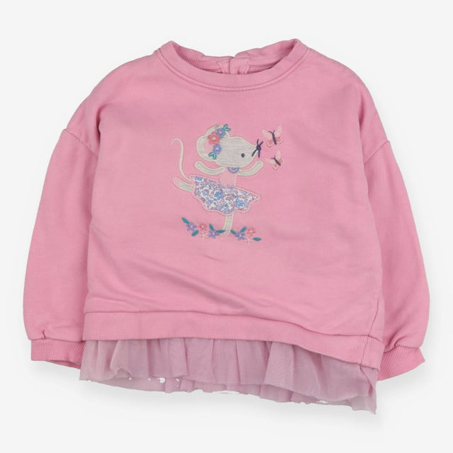 Sweater jersey Pink dancing mouse tuille frill