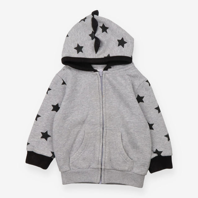 Hoody Zip Up Black and Grey Stars
