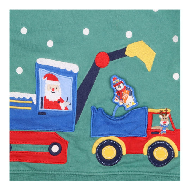 Christmas Jersey Sweater Green with Santa in the D