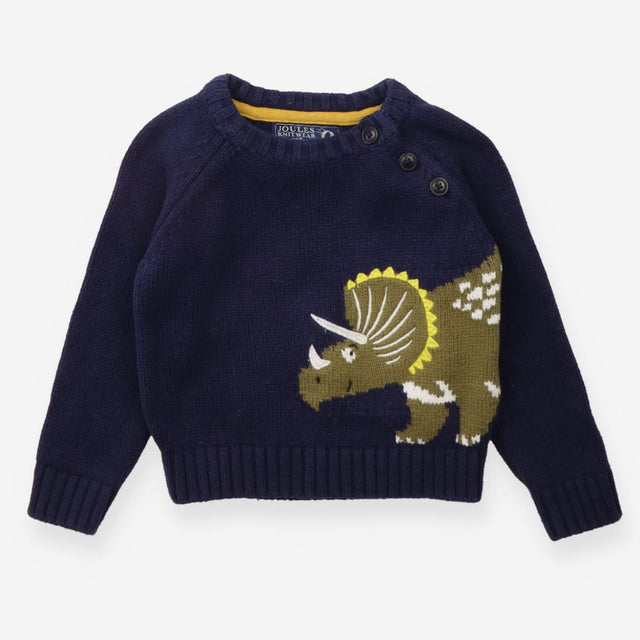 Sweater Knit Blue with Green Triceratops