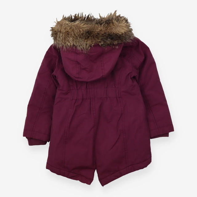 Coat purple fur round hood