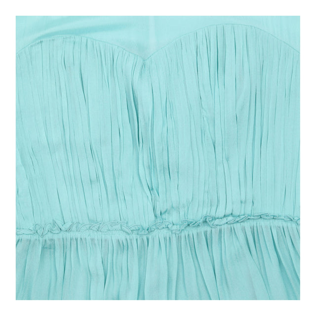 Dress Lined High Neck Gathered Midi Seafoam Green