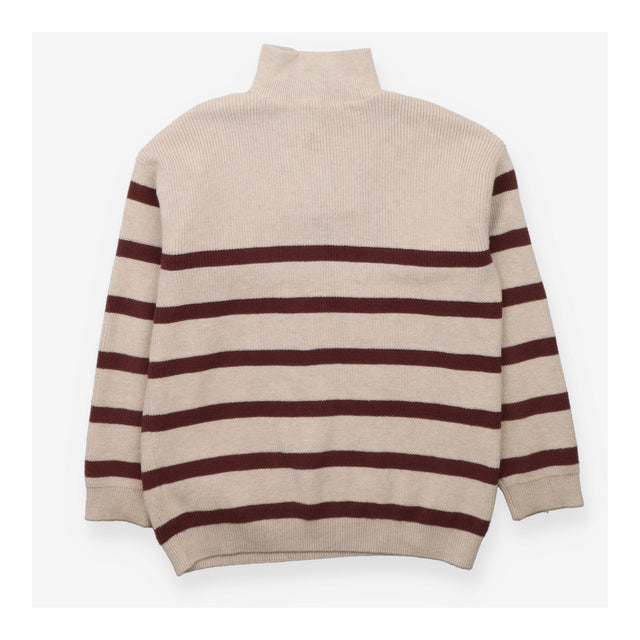 Sweater beige with maroon stripes