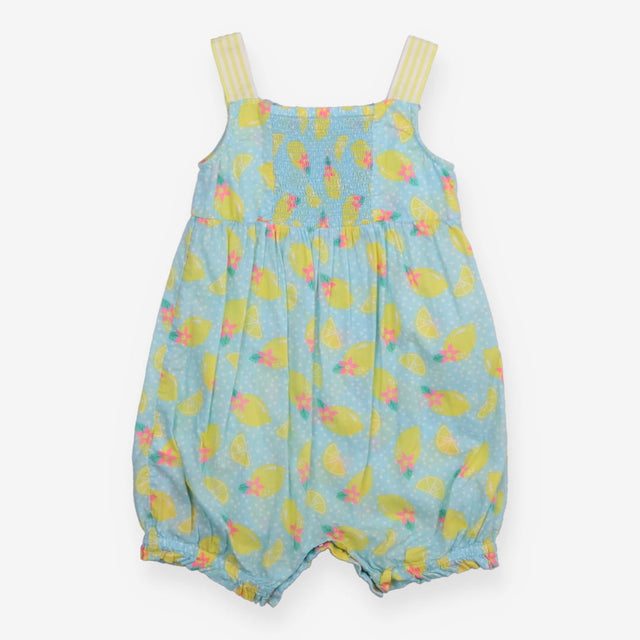 Romper smocked blue spot lemons