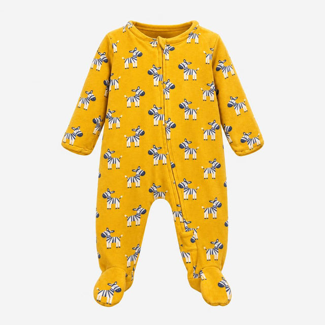 Yellow Zebra Zip Up Sleepsuit
