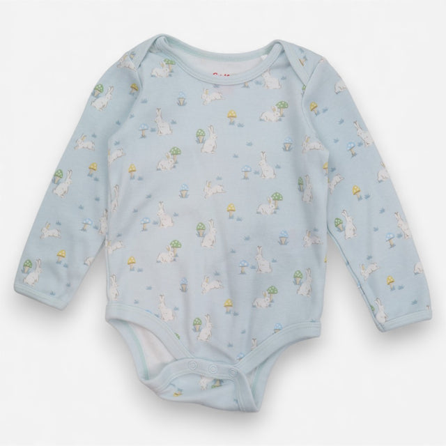 Bodysuit LS blue white bunnies