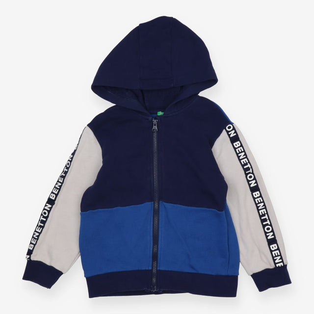 Blue Colour Block Zip Hoodie
