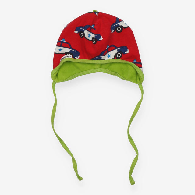 Red with Police Cars Baby Bonnet