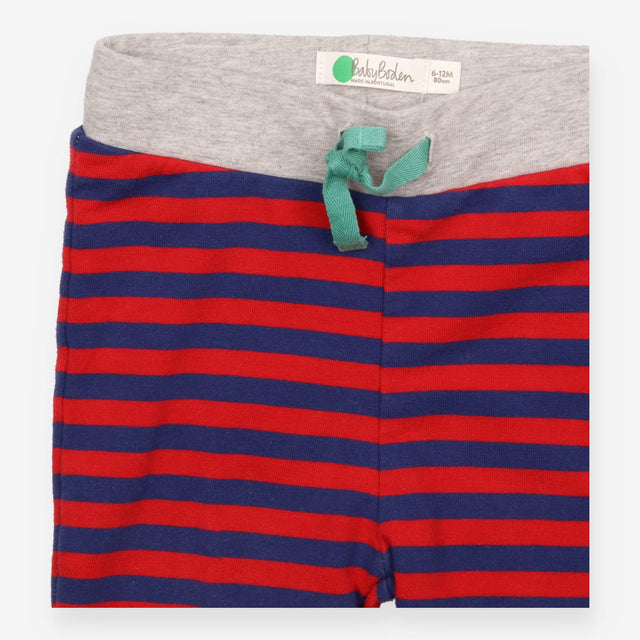 Joggers navy and red stripe green drawstring