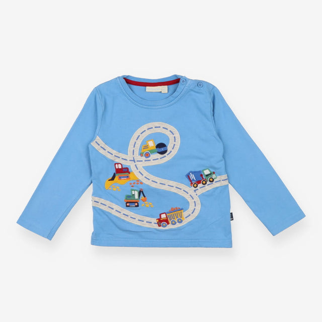 T-Shirt Blue Vehicles On Road Long Sleeve