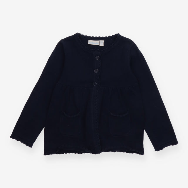 Cardigan navy blue frilled edges pockets