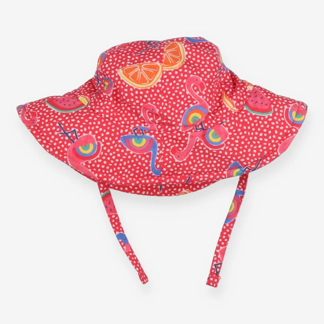 Sunhat pink with fruit and flamingos