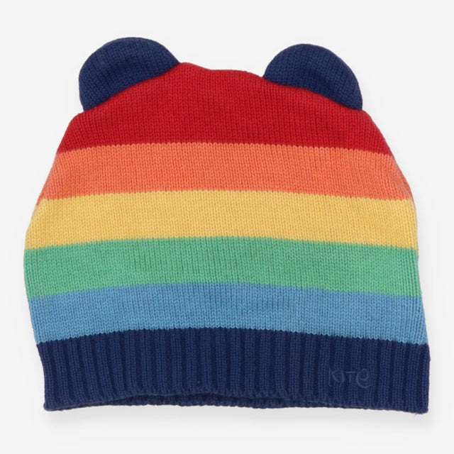 Rainbow stripe hat with ears