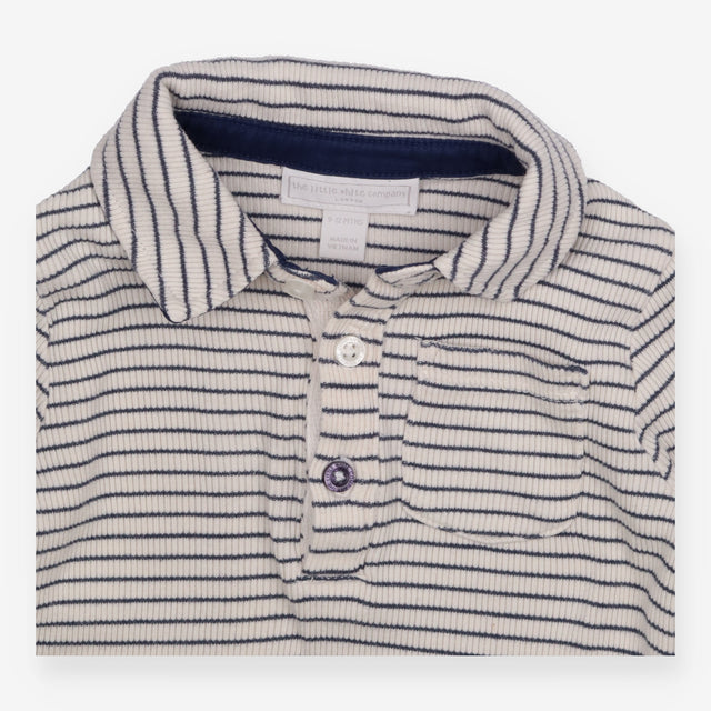 Polo long sleeved T-shirt navy and white striped w
