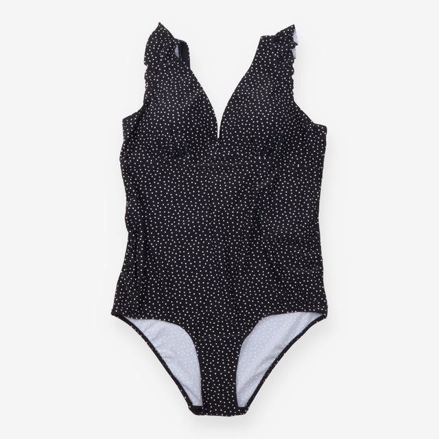 Black Polka Dot Ruffle Maternity Swimsuit