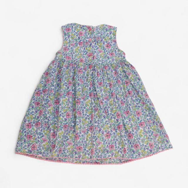 Dress Sleeveless Pink & Purple Floral Print Woven