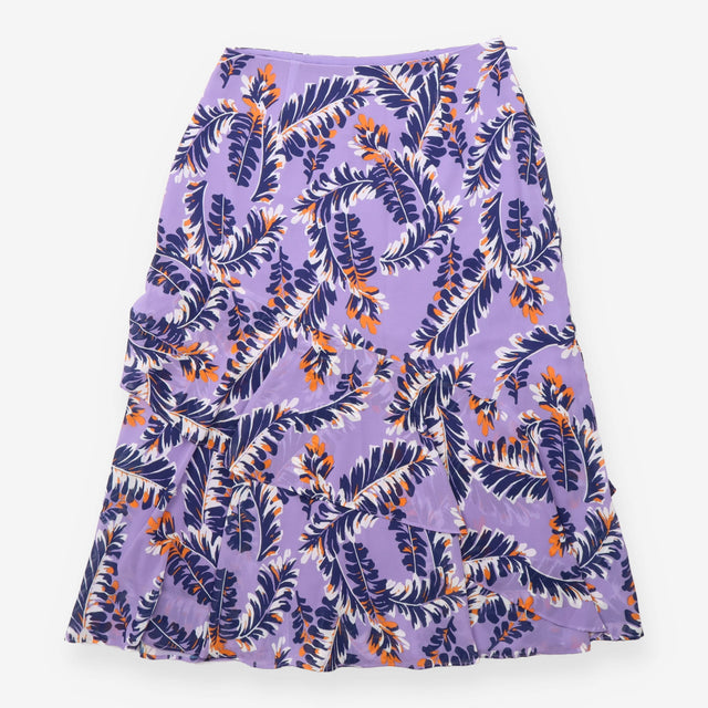 Printed Tiered Midi Skirt Lilac Botanical Print