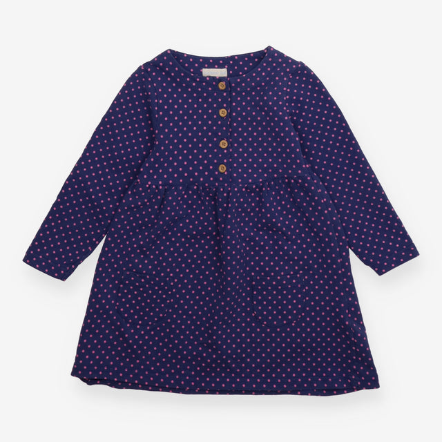 Jersey Dress Navy with Pink Dots
