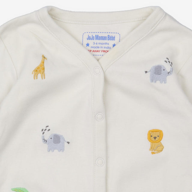 White Safari Animals Sleepsuit