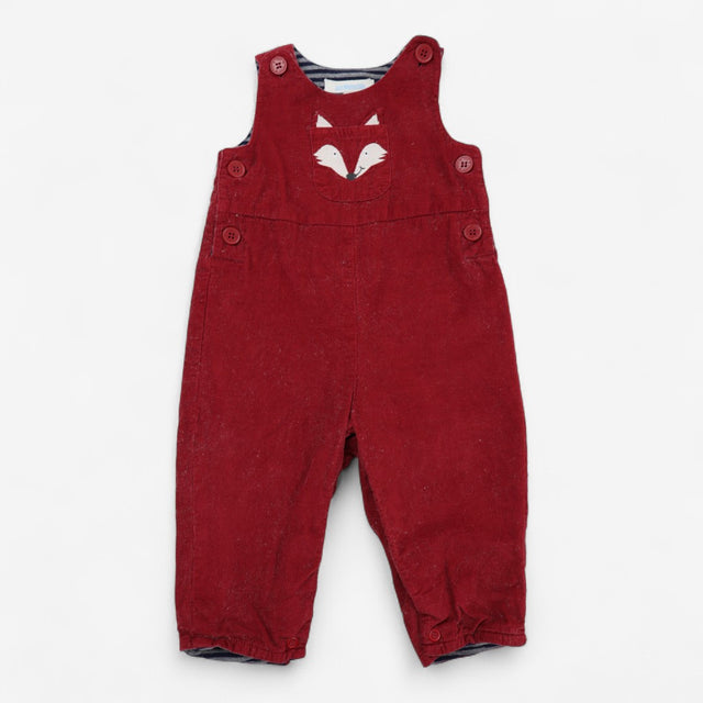 Red Cord Fox Dungaree with Blue Striped Lining