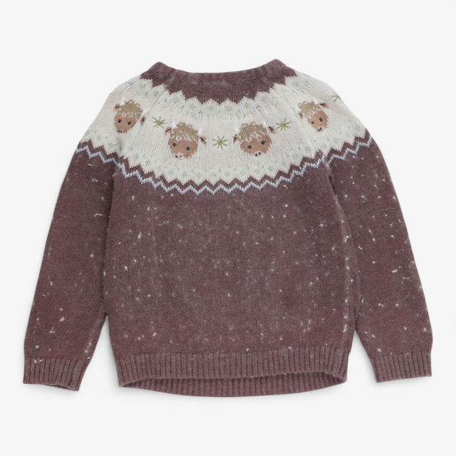 Knitted jumper brown with highland cows